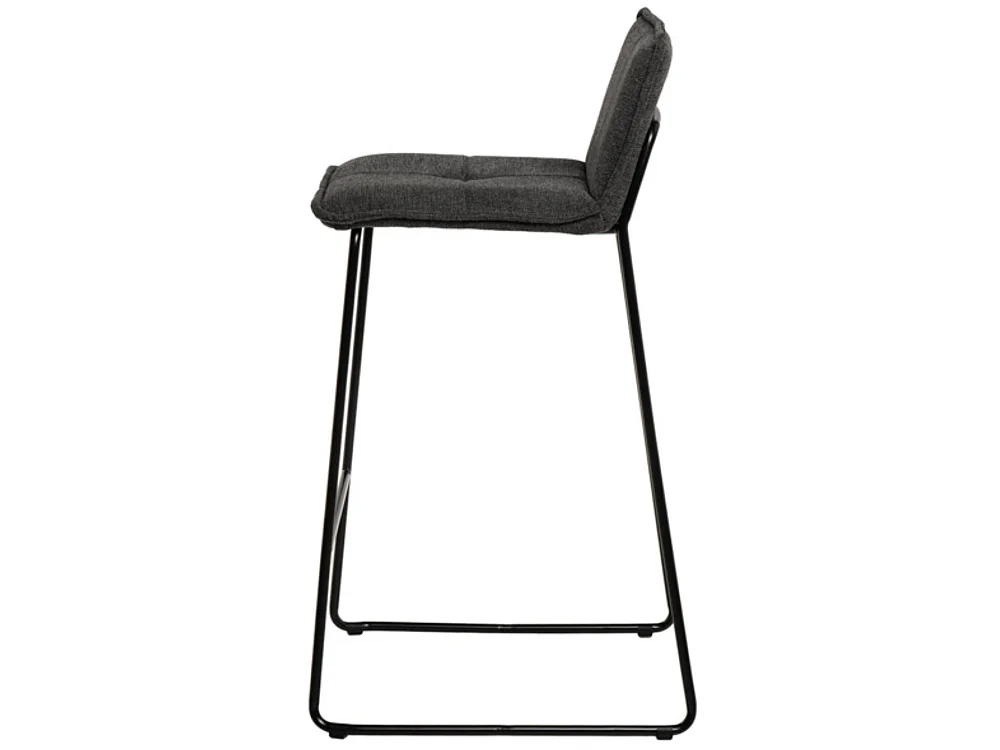 Tabouret moderne tissu avec pieds en métal noir Botane-Couleur Gris foncé-Hauteur d'assise 65 cm