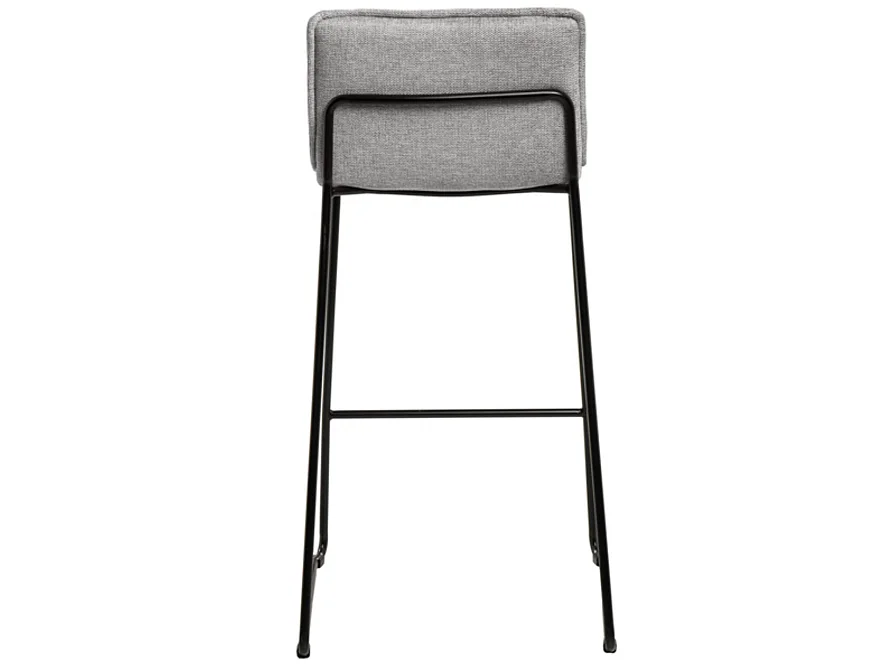 Tabouret moderne tissu avec pieds en métal noir Botane-Couleur Gris foncé-Hauteur d'assise 65 cm