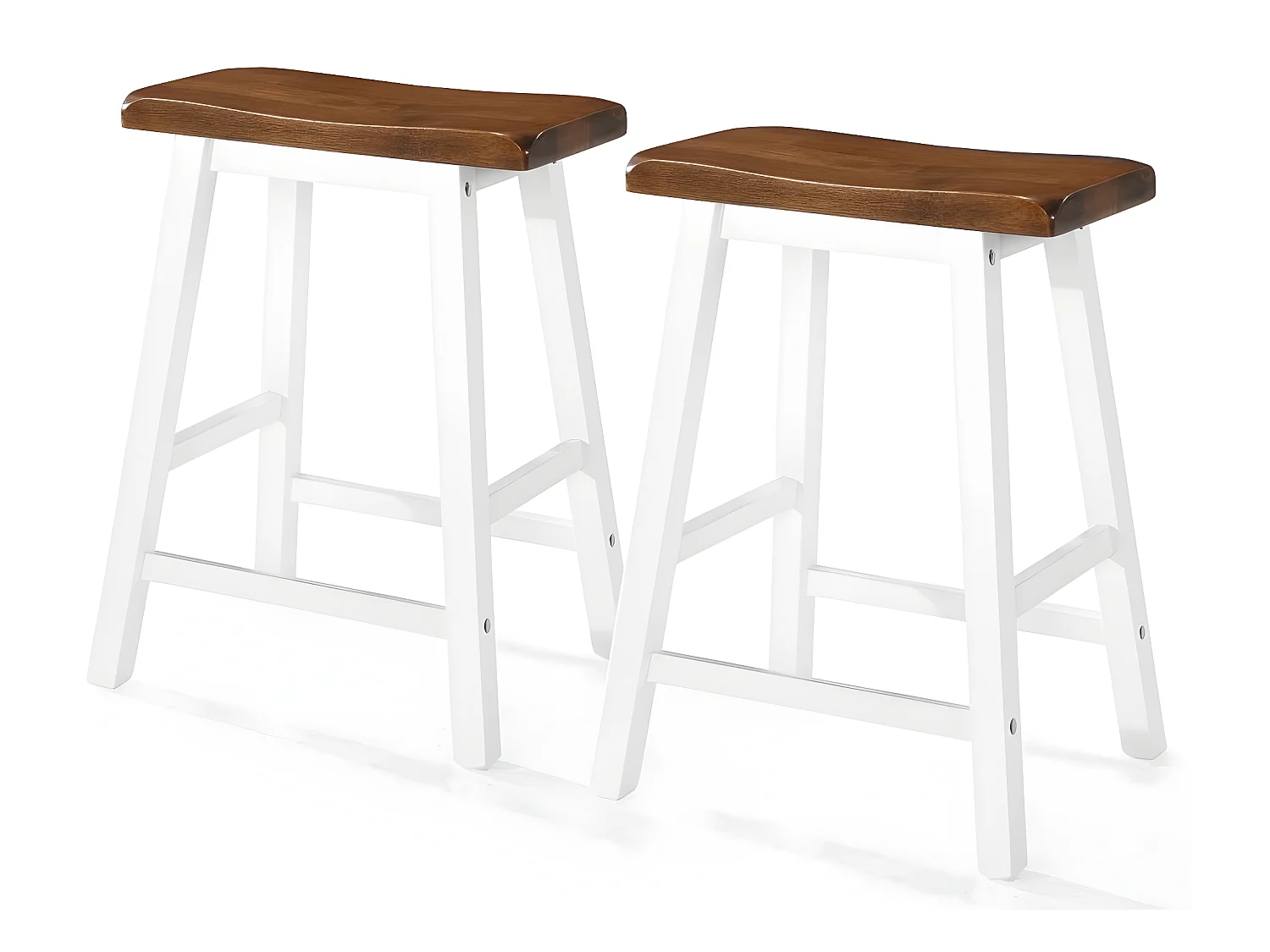 Tabouret de bar bois foncé et blanc Libe - Lot de 2