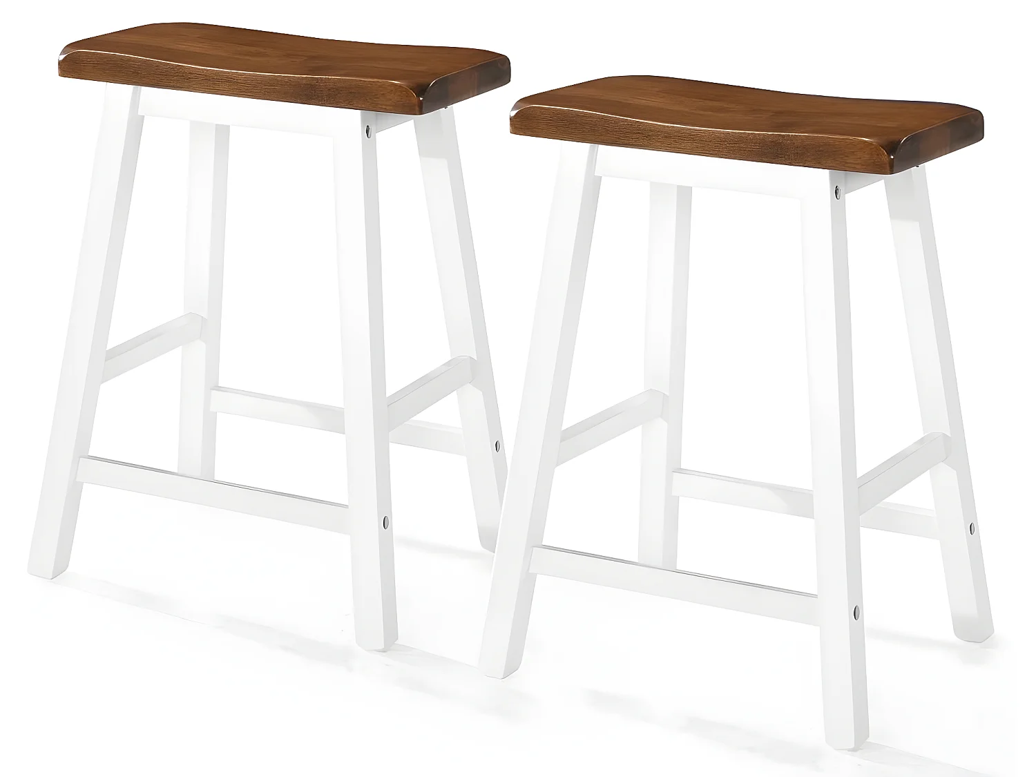 Tabouret de bar bois foncé et blanc Libe - Lot de 2