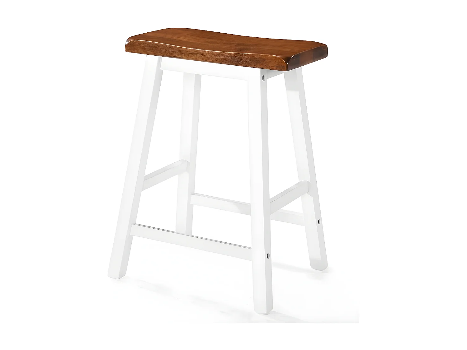 Tabouret de bar bois foncé et blanc Libe - Lot de 2