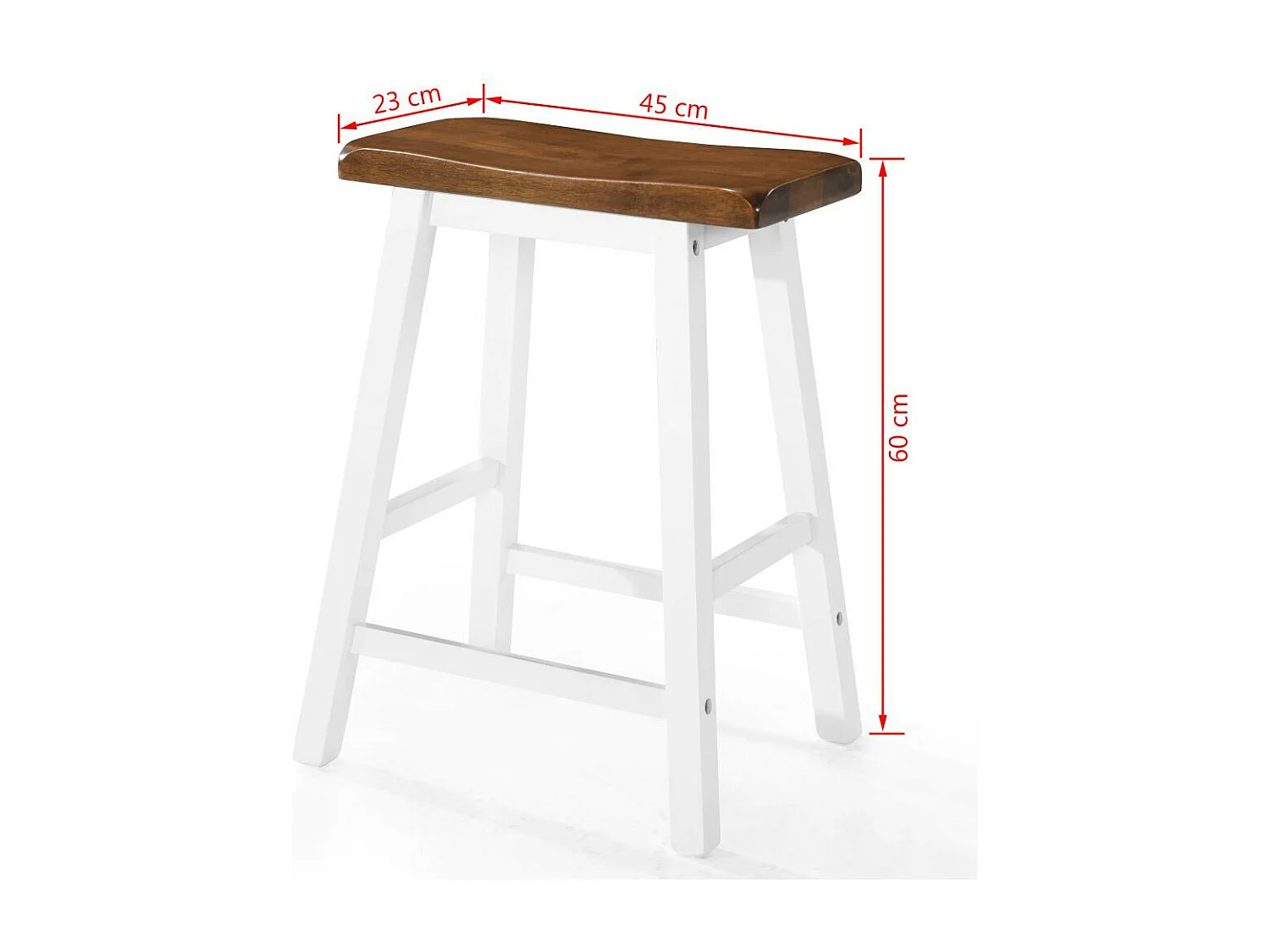 Tabouret de bar bois foncé et blanc Libe - Lot de 2