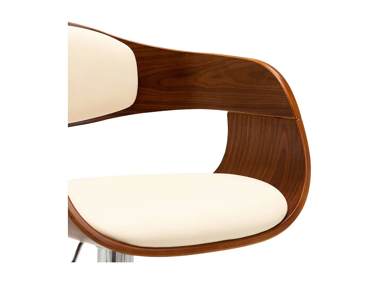 Chaises de bar 2 pcs Crème Bois courbé et similicuir 2