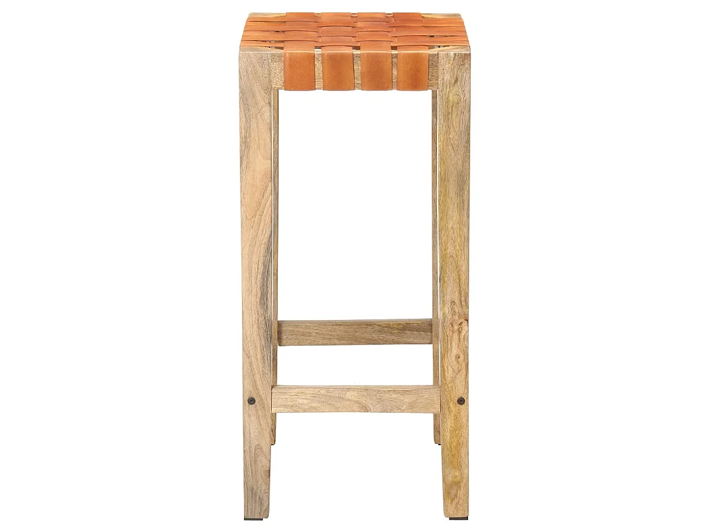 Tabourets de bar 2 pcs Marron Cuir véritable 75cm