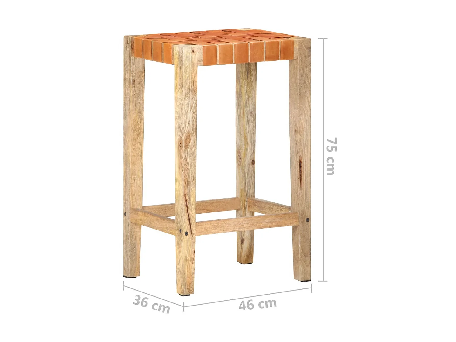 Tabourets de bar 2 pcs Marron Cuir véritable 75cm