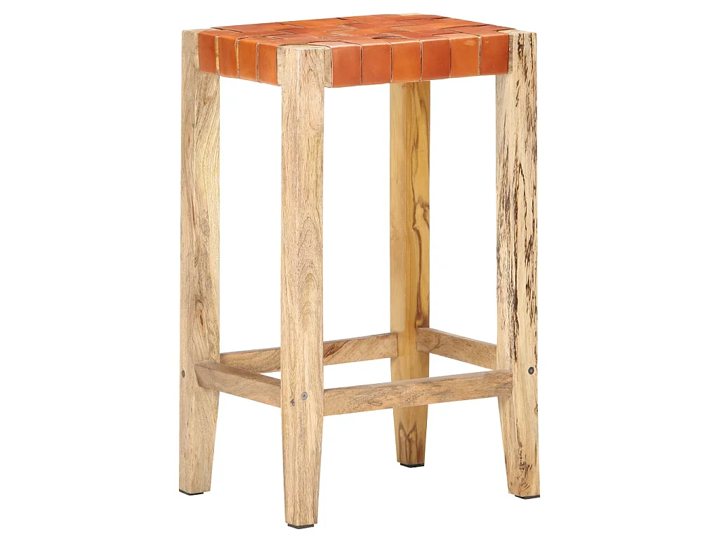 Tabourets de bar 2 pcs Marron Cuir véritable 75cm
