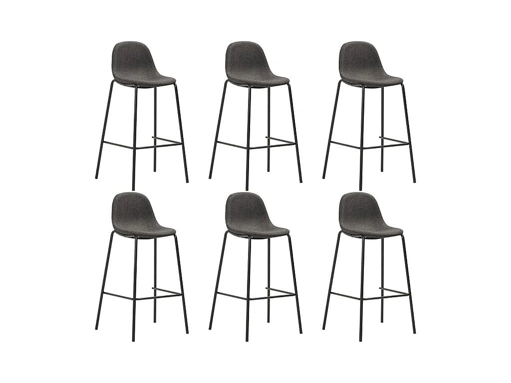 Chaises de bar 6 pcs Gris foncé Tissu
