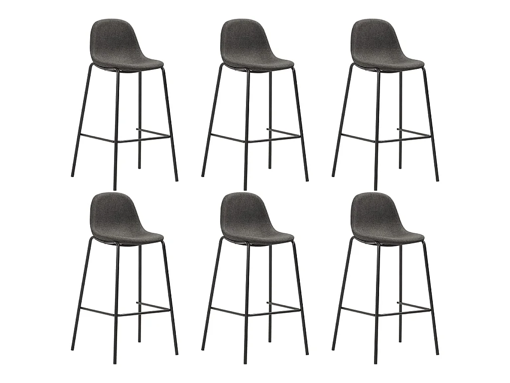Chaises de bar 6 pcs Gris foncé Tissu