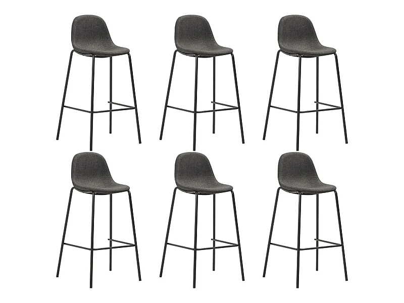 Chaises de bar 6 pcs Gris foncé Tissu