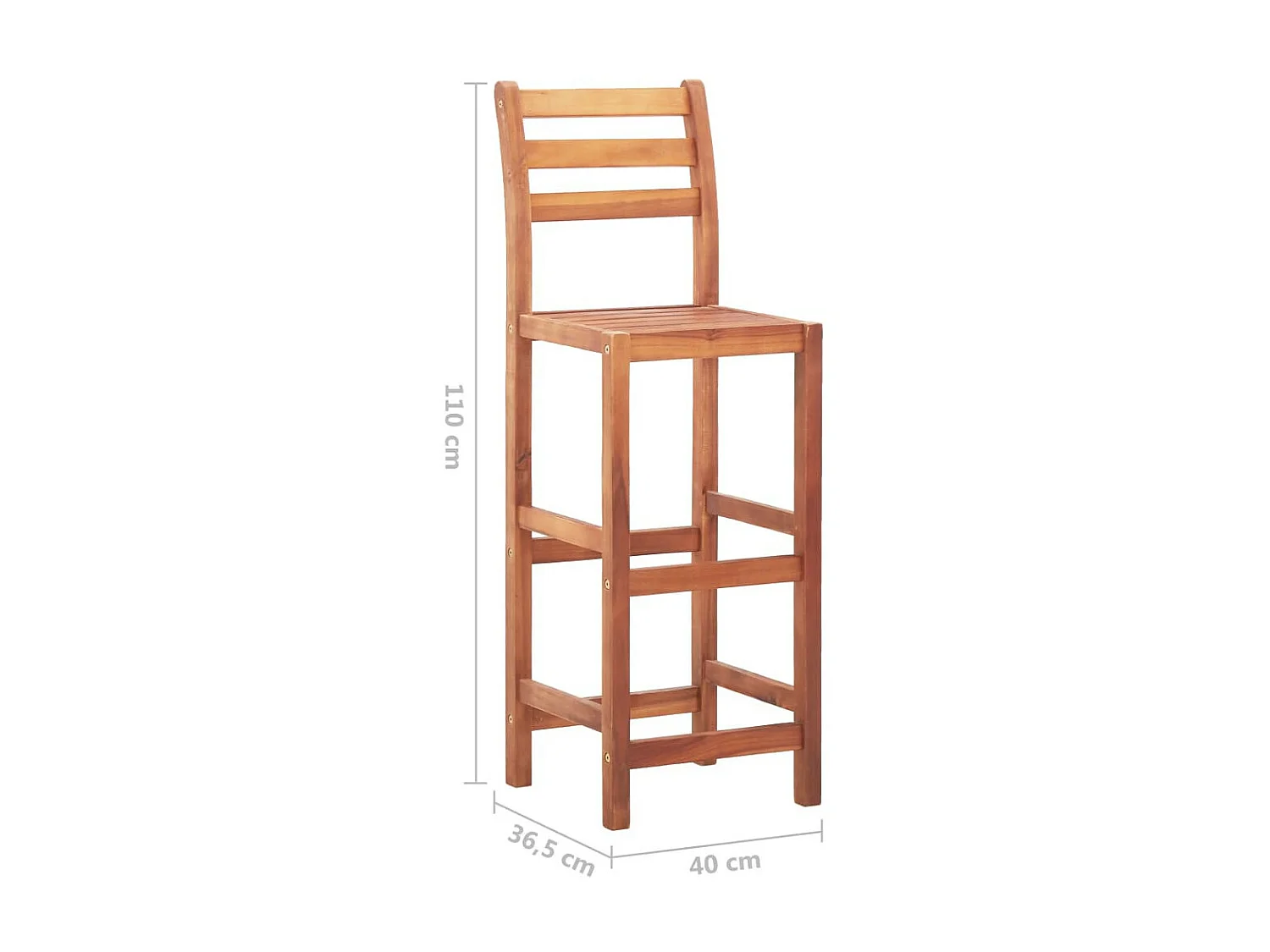 Chaises de bar bois d'acacia naturel Koret - Lot de 2