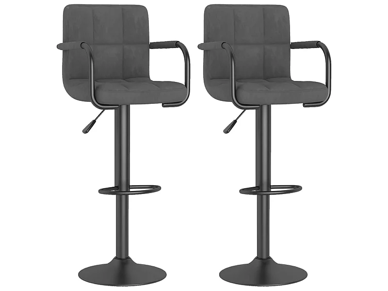 Tabourets de bar design avec accoudoir velours gris foncé Konfa - Lot de 2