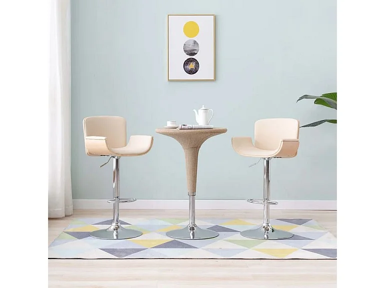 Chaise de bar simili cuir crème et bois clair Bilen