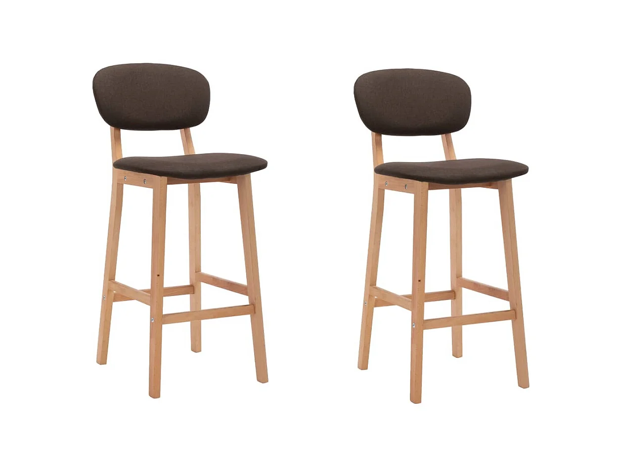 Chaise de bar tissu marron et bois de hêtre massif Kamila - Lot de 2