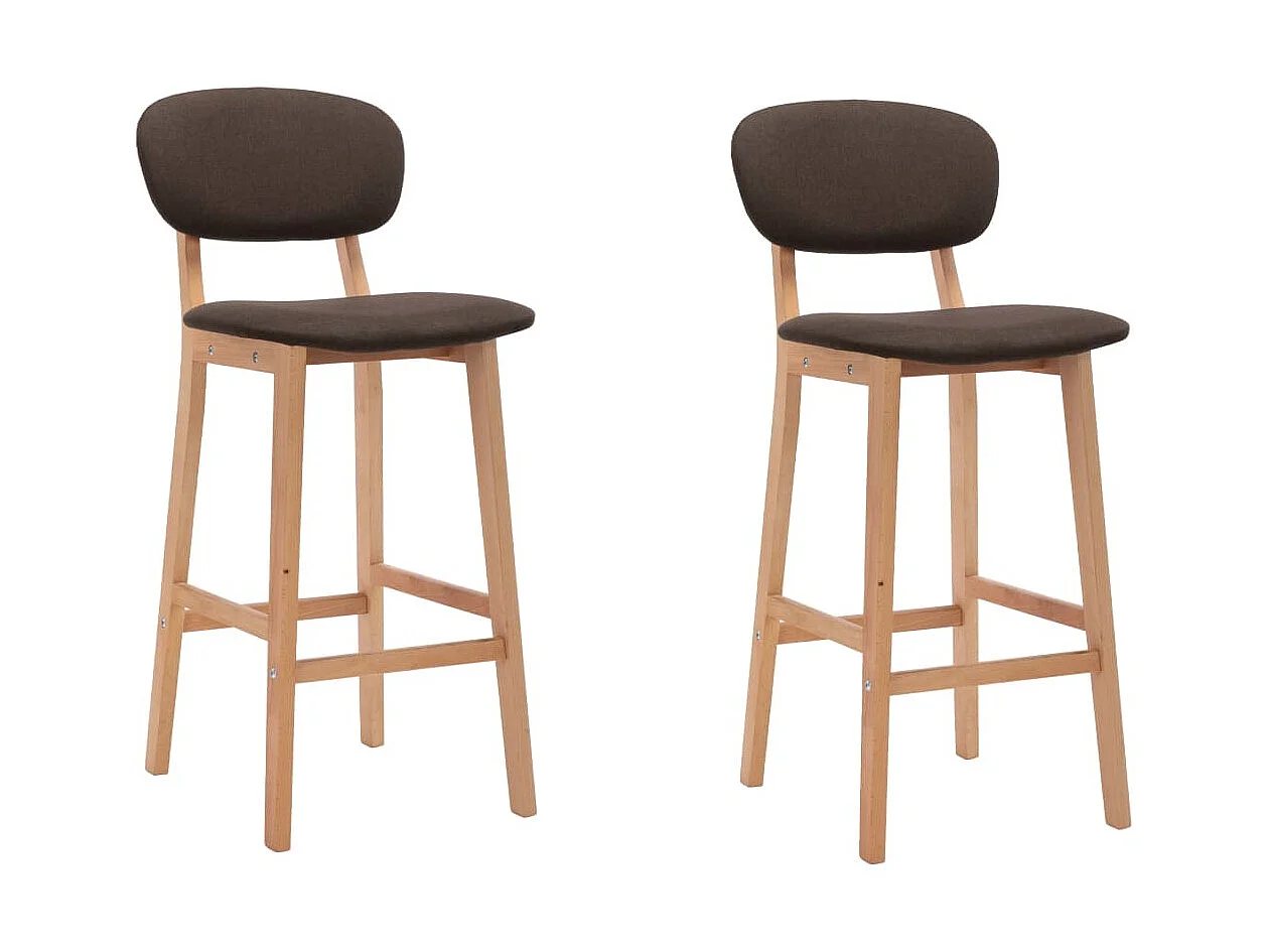 Chaise de bar tissu marron et bois de hêtre massif Kamila - Lot de 2