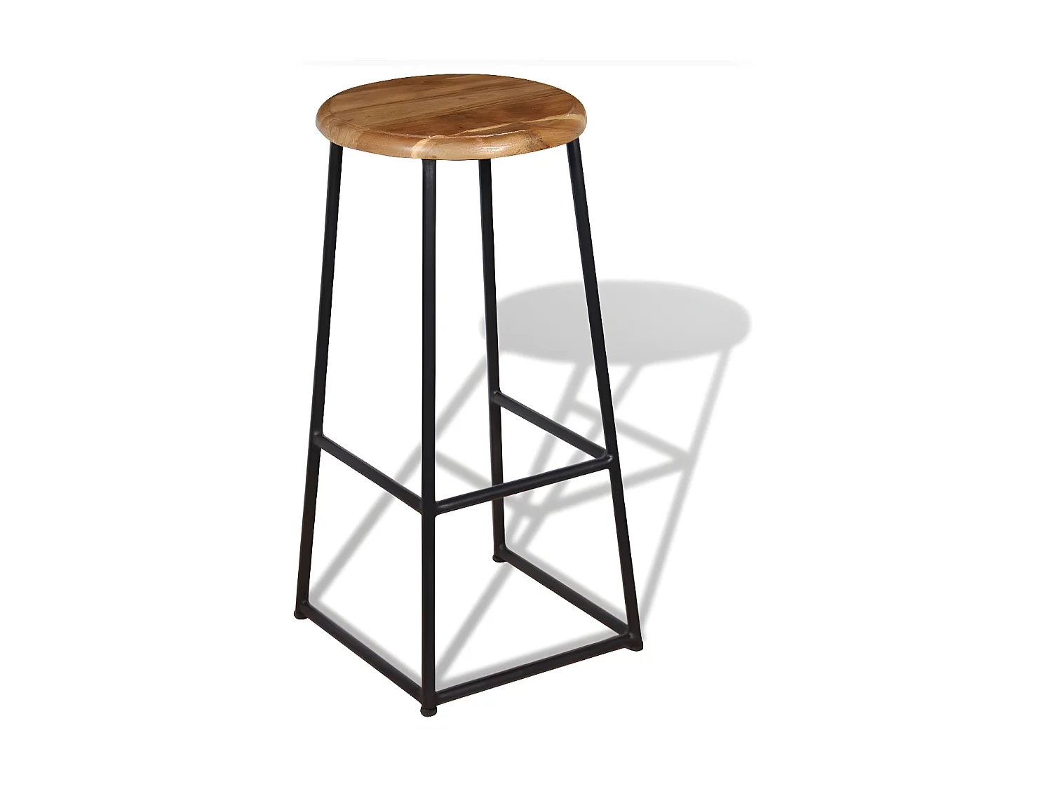 Tabouret de bar teck clair et pieds métal noir Ogo - Lot de 2