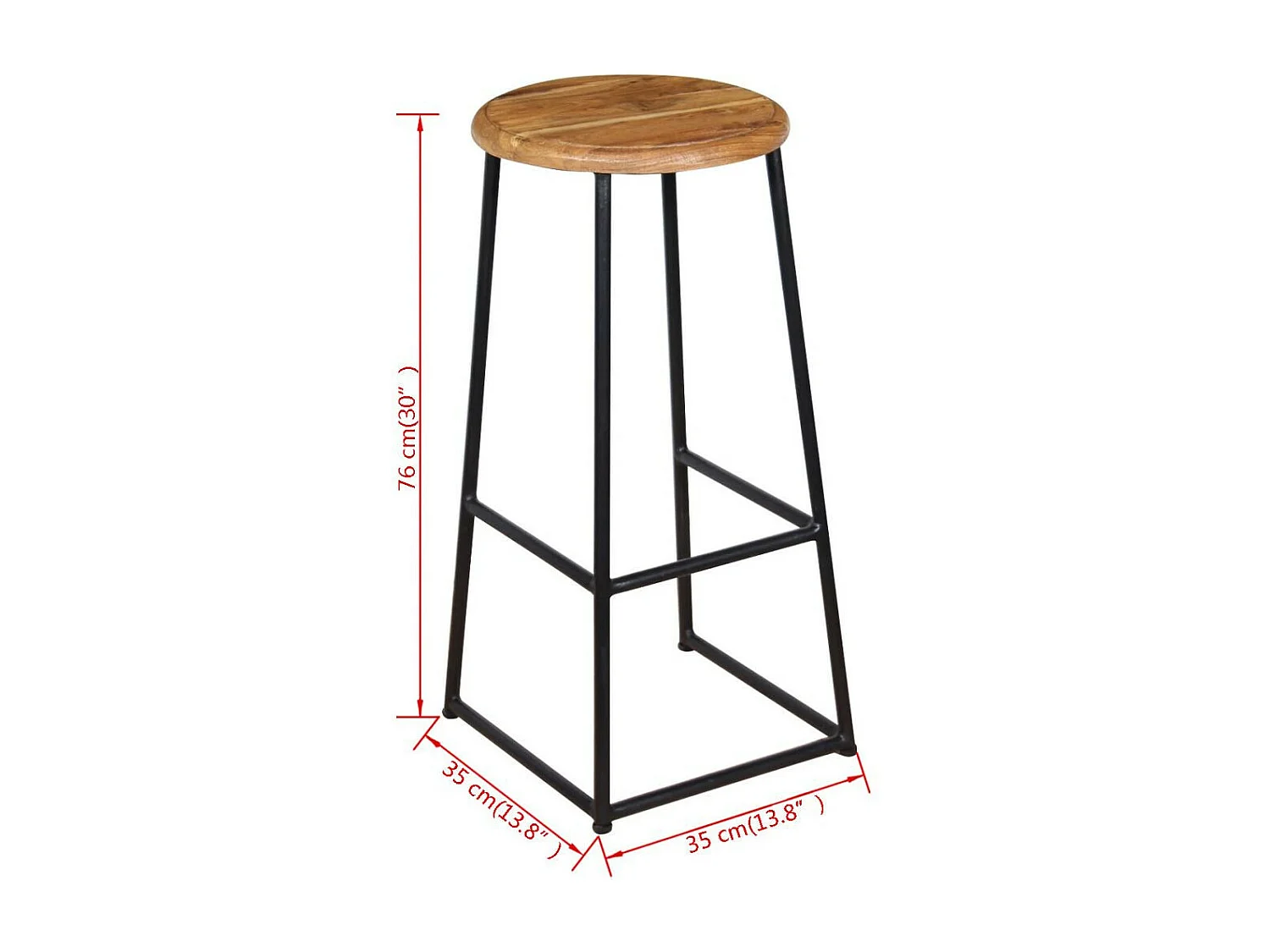 Tabouret de bar teck clair et pieds métal noir Ogo - Lot de 2