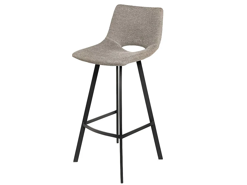 Tabouret moderne tissu avec pieds en métal noir Karane-Couleur Beige-Hauteur d'assise 76 cm