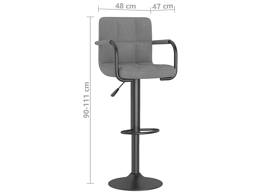 Tabourets de bar design avec accoudoir velours gris clair Konfa - Lot de 2