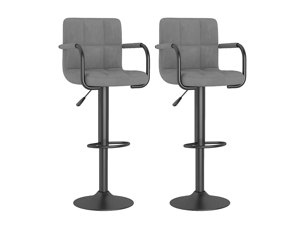 Tabourets de bar design avec accoudoir velours gris clair Konfa - Lot de 2
