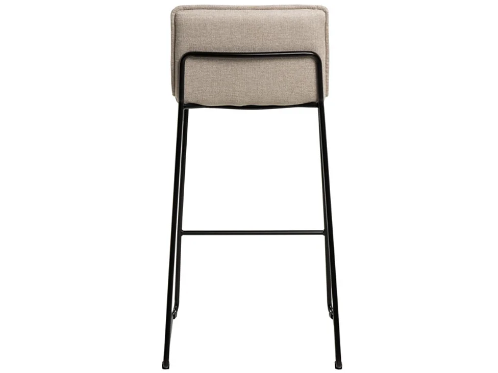 Tabouret moderne tissu avec pieds en métal noir Botane-Couleur Beige clair-Hauteur d'assise 65 cm
