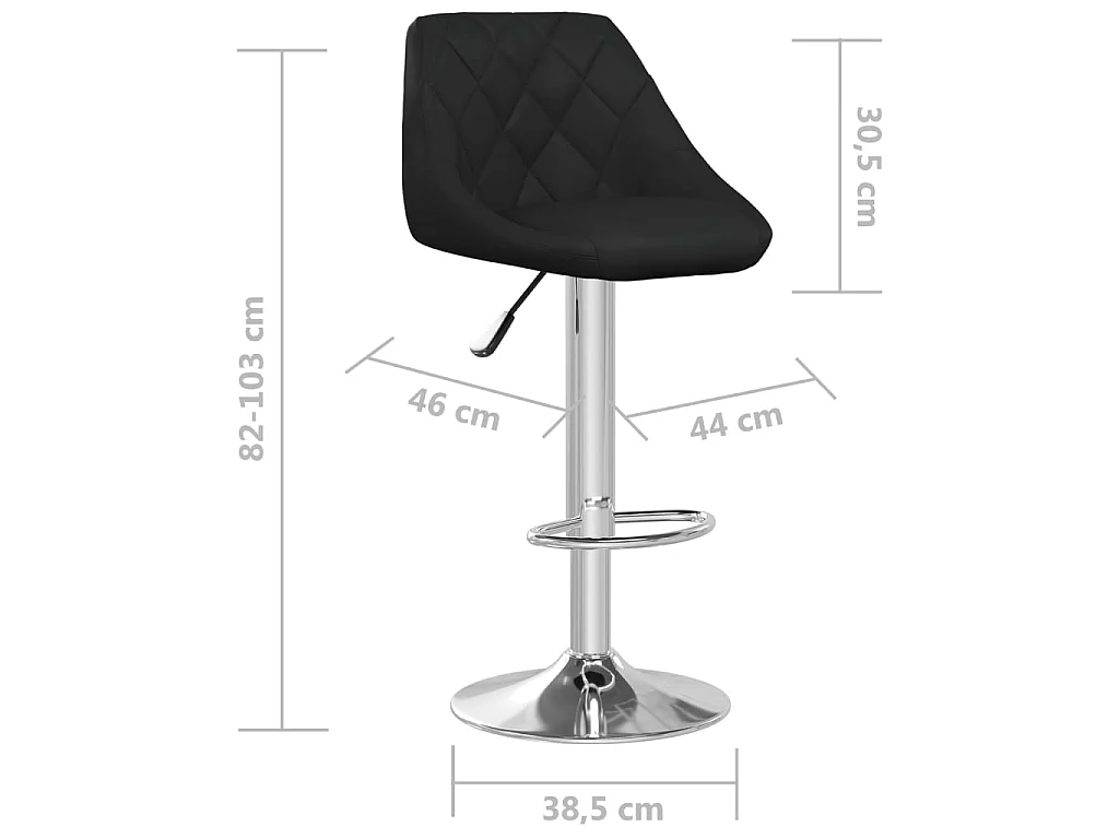 Tabourets de bar 2 pcs Noir Similicuir 16