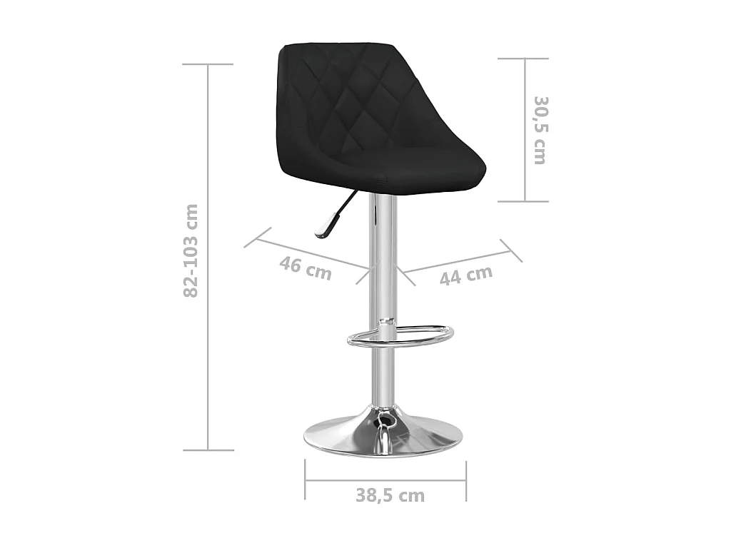 Tabourets de bar 2 pcs Noir Similicuir 16