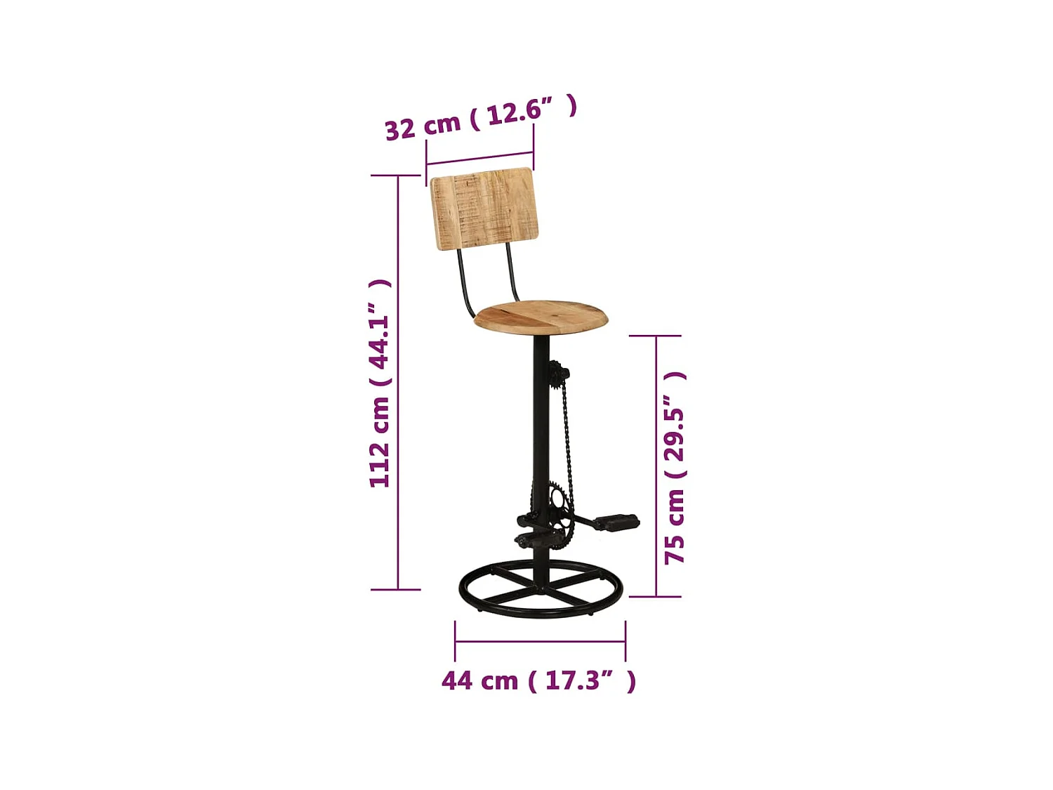 Tabourets de bar 2 pcs Bois massif de manguier