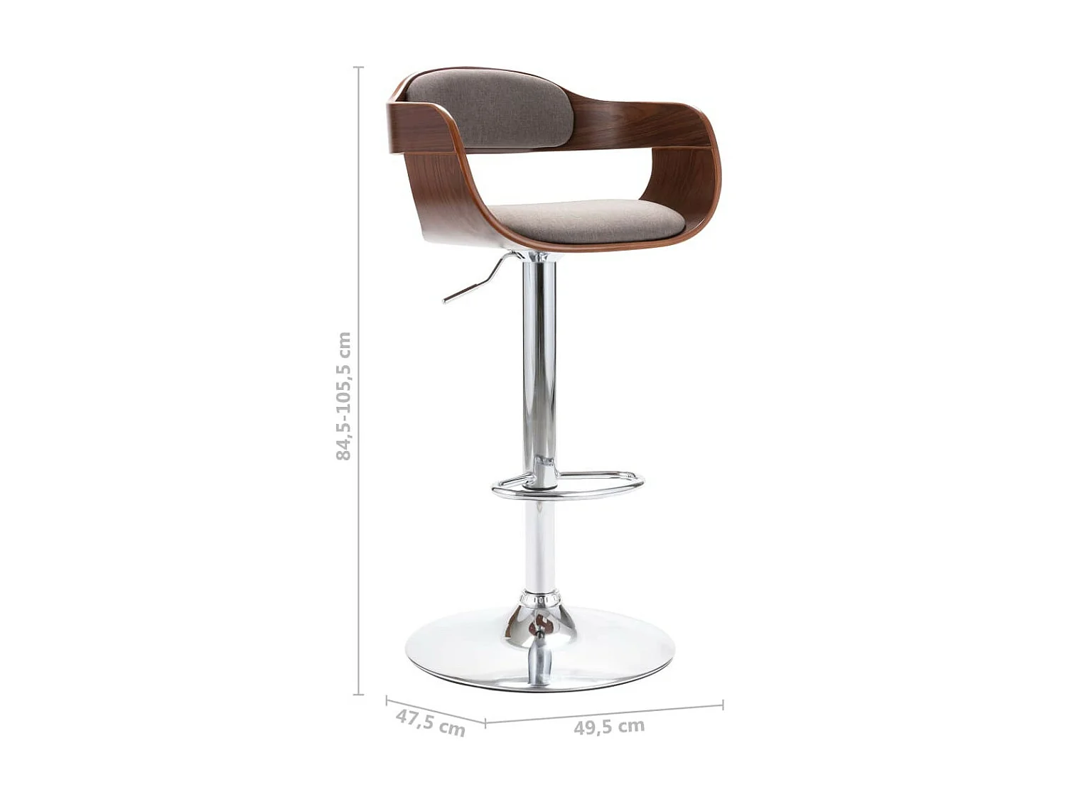 Chaise de bar Contreplaqué et tissu taupe