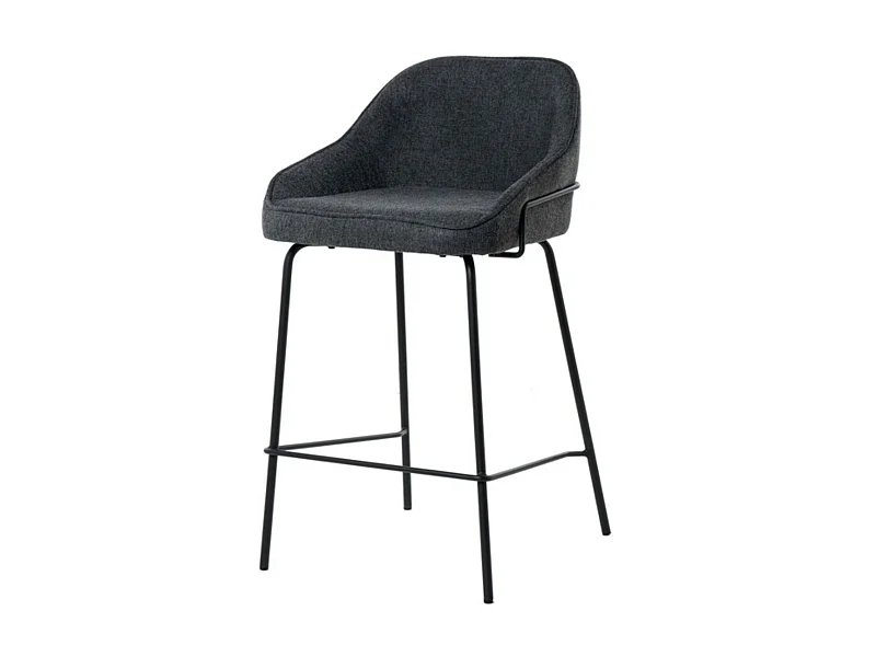 Tabouret moderne tissu avec pieds en métal noir Sharle-Couleur Gris foncé-Hauteur d'assise 66 cm