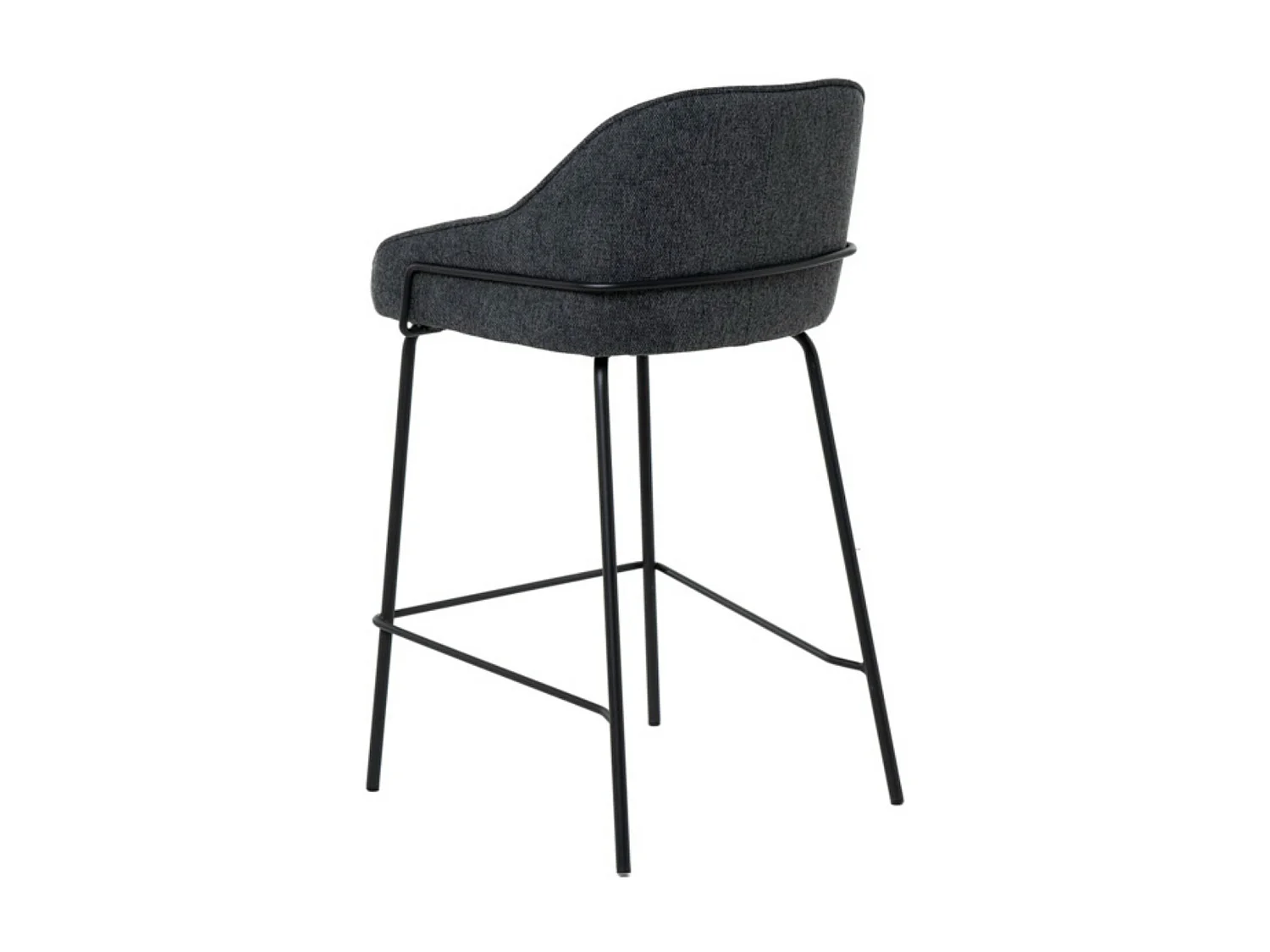 Tabouret moderne tissu avec pieds en métal noir Sharle-Couleur Gris foncé-Hauteur d'assise 66 cm