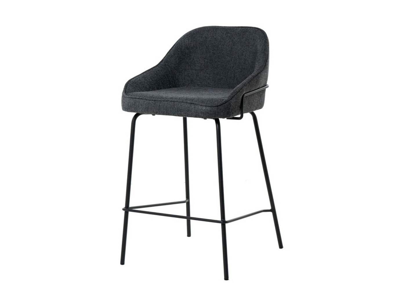 Tabouret moderne tissu avec pieds en métal noir Sharle-Couleur Gris ...