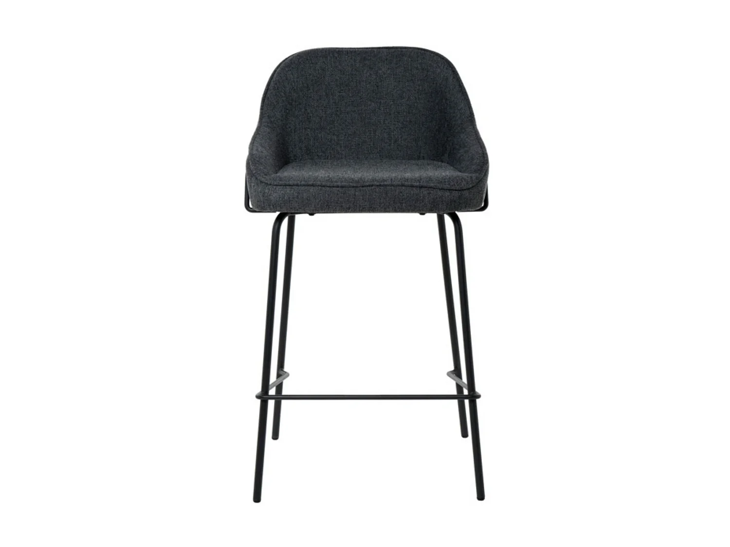 Tabouret moderne tissu avec pieds en métal noir Sharle-Couleur Gris foncé-Hauteur d'assise 66 cm
