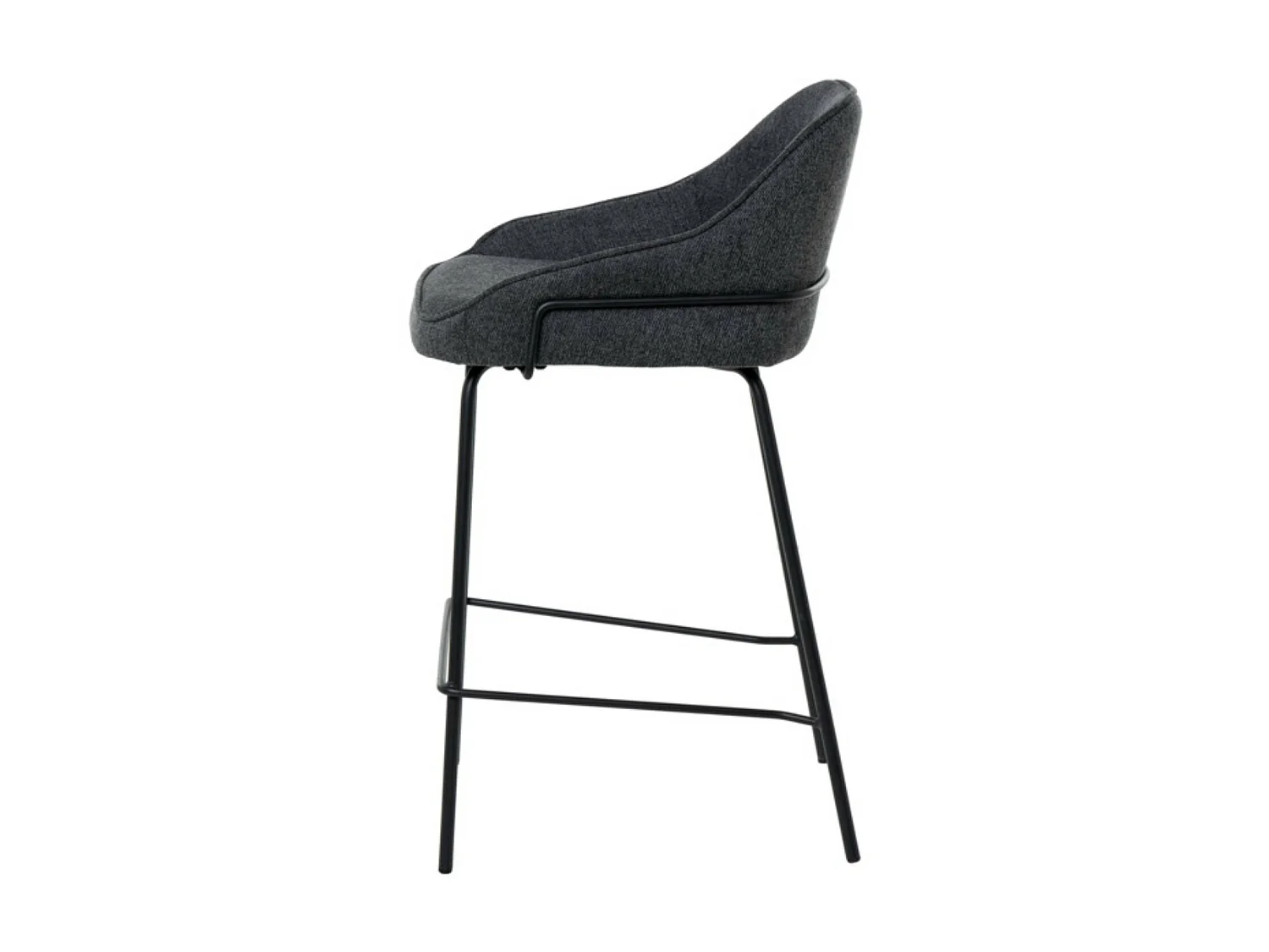 Tabouret moderne tissu avec pieds en métal noir Sharle-Couleur Gris foncé-Hauteur d'assise 66 cm