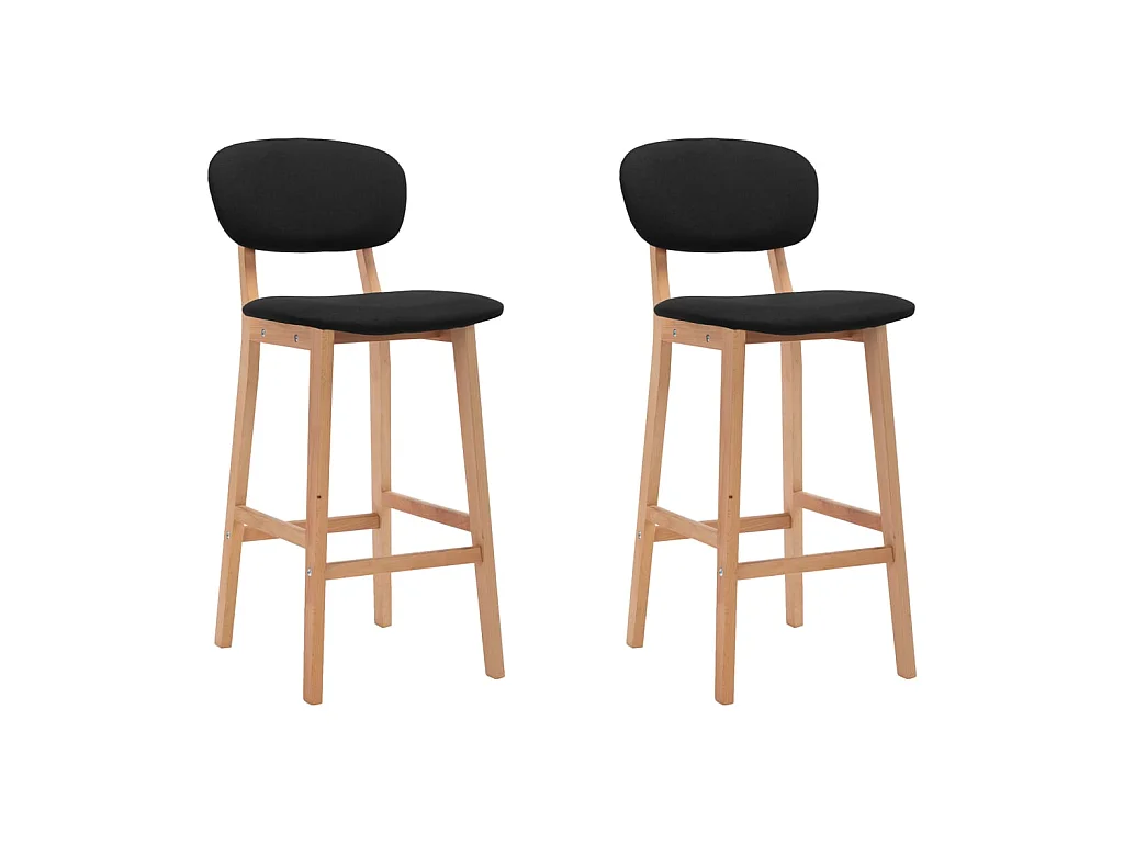 Chaise de bar tissu noir et bois de hêtre massif Kamila - Lot de 2