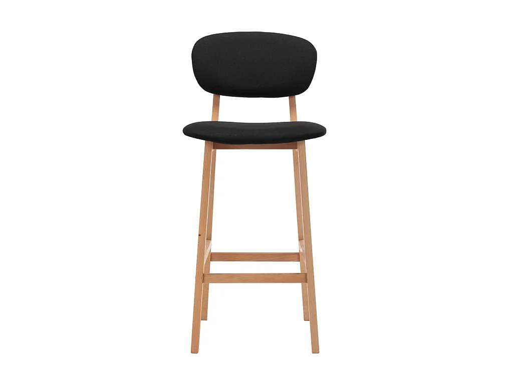 Chaise de bar tissu noir et bois de hêtre massif Kamila - Lot de 2