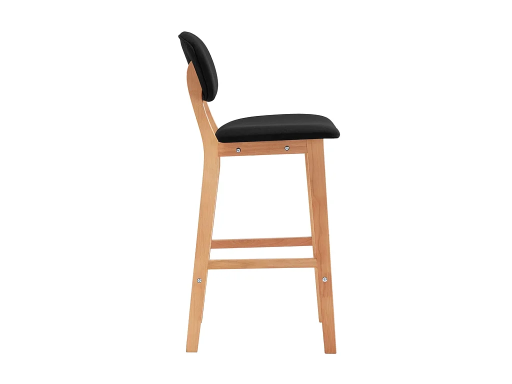 Chaise de bar tissu noir et bois de hêtre massif Kamila - Lot de 2