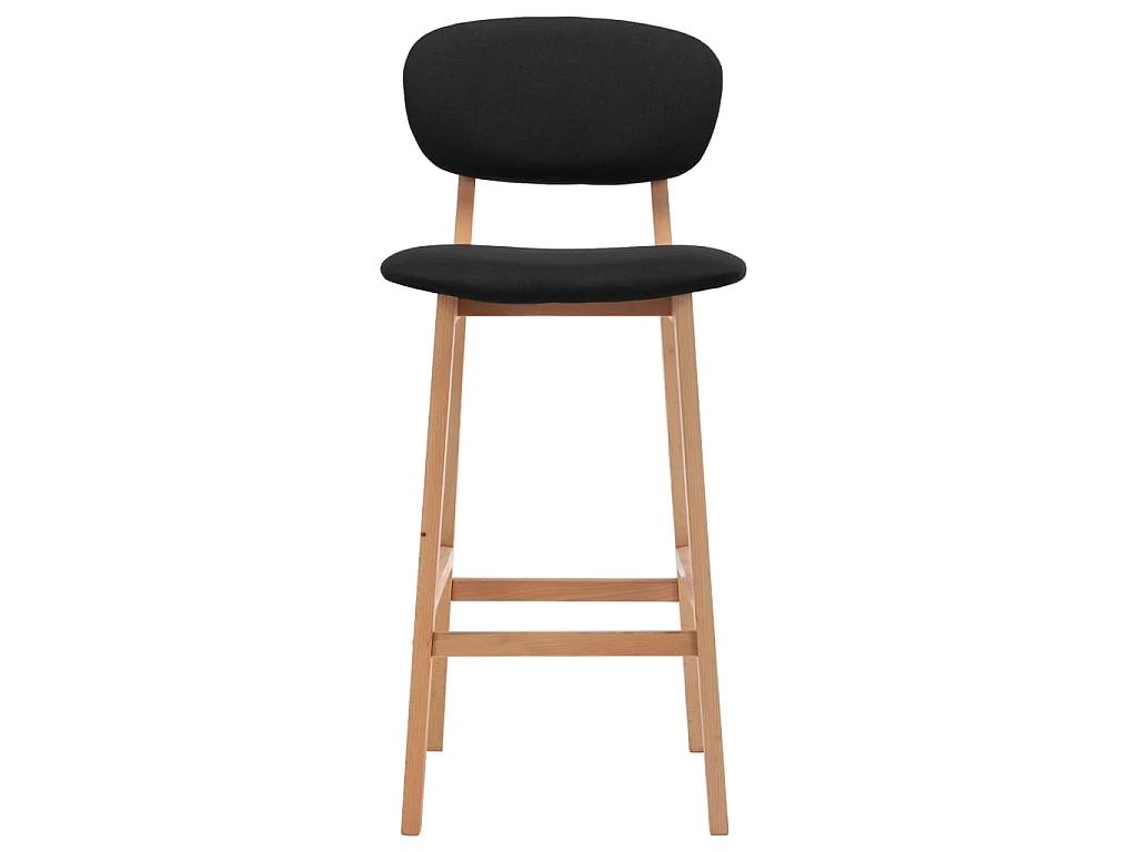 Chaise de bar tissu noir et bois de hêtre massif Kamila - Lot de 2