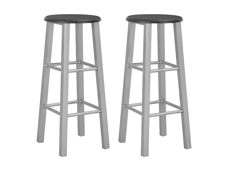 Tabourets de bar 2 pcs Argenté MDF