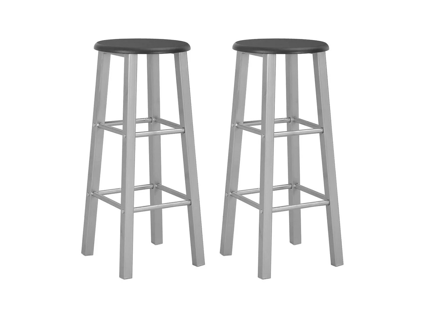 Tabourets de bar 2 pcs Argenté MDF