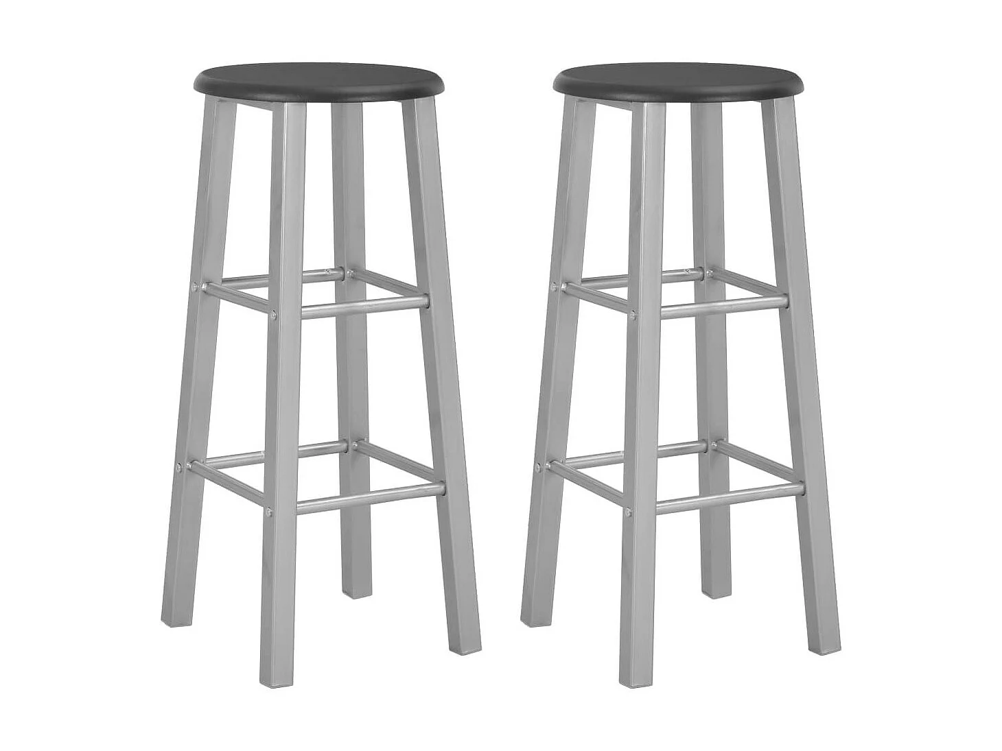 Tabourets de bar 2 pcs Argenté MDF