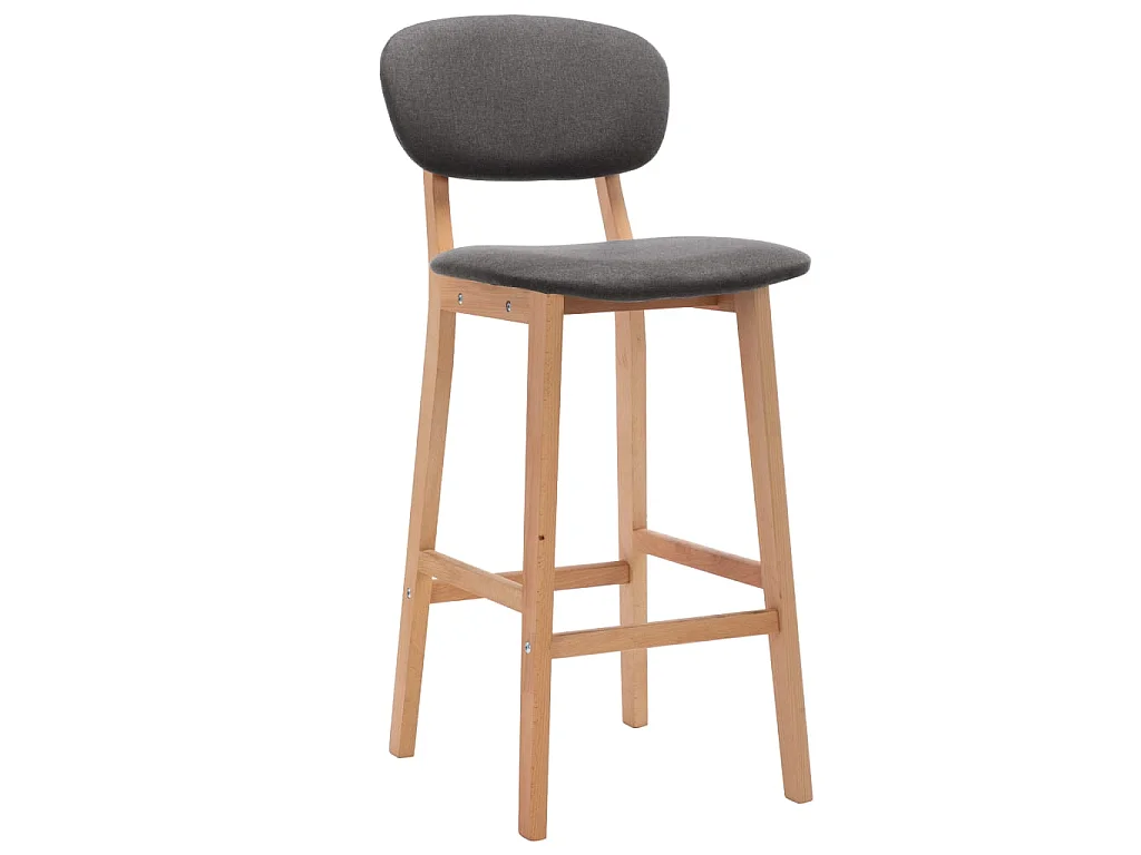 Chaise de bar tissu gris foncé et bois de hêtre massif Kamila - Lot de 2