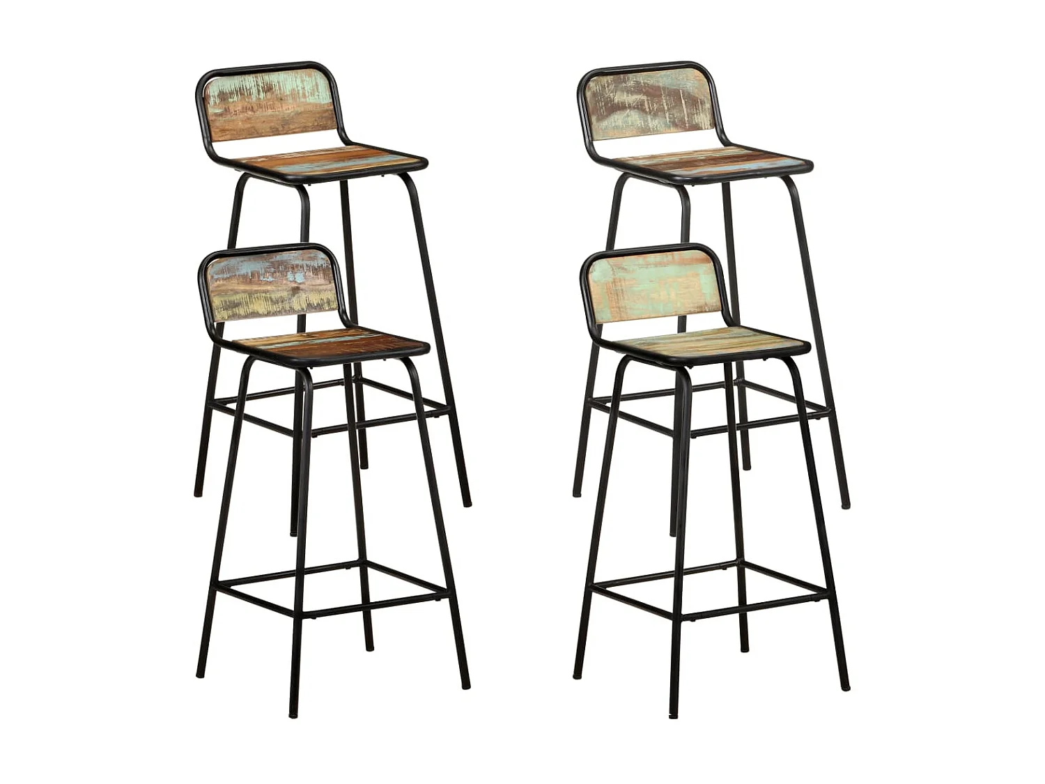 Chaises de bar 4 pcs Bois de récupération solide