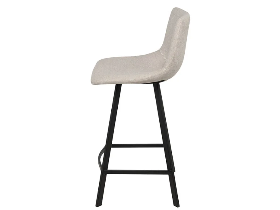Tabouret moderne tissu avec pieds en métal noir Karane-Couleur Beige clair-Hauteur d'assise 66 cm