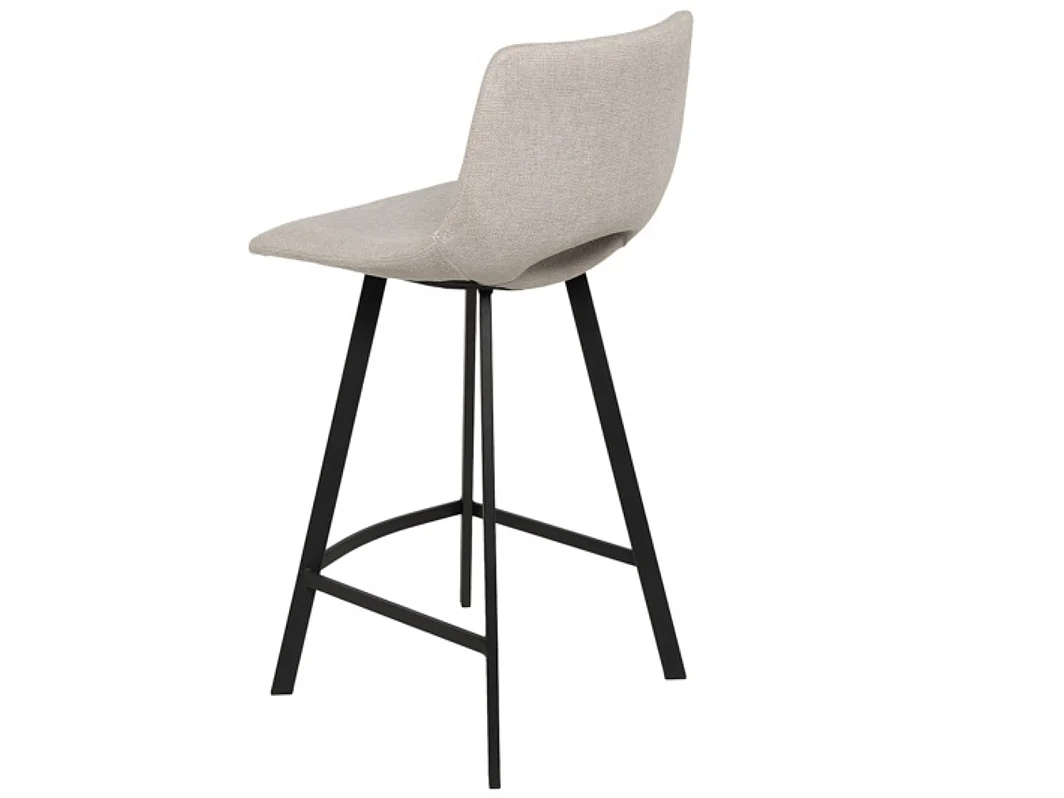 Tabouret moderne tissu avec pieds en métal noir Karane-Couleur Beige clair-Hauteur d'assise 66 cm