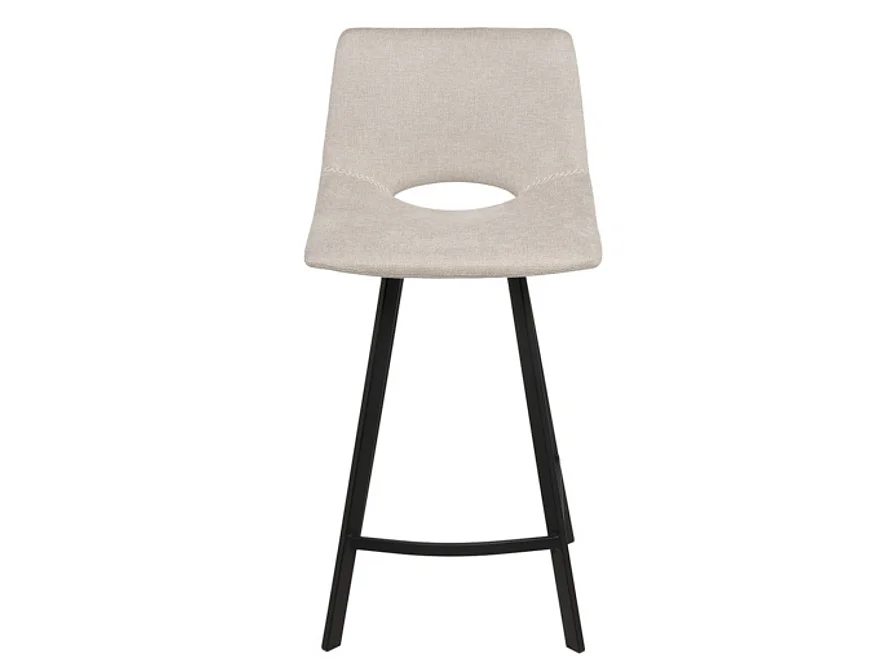 Tabouret moderne tissu avec pieds en métal noir Karane-Couleur Beige clair-Hauteur d'assise 66 cm