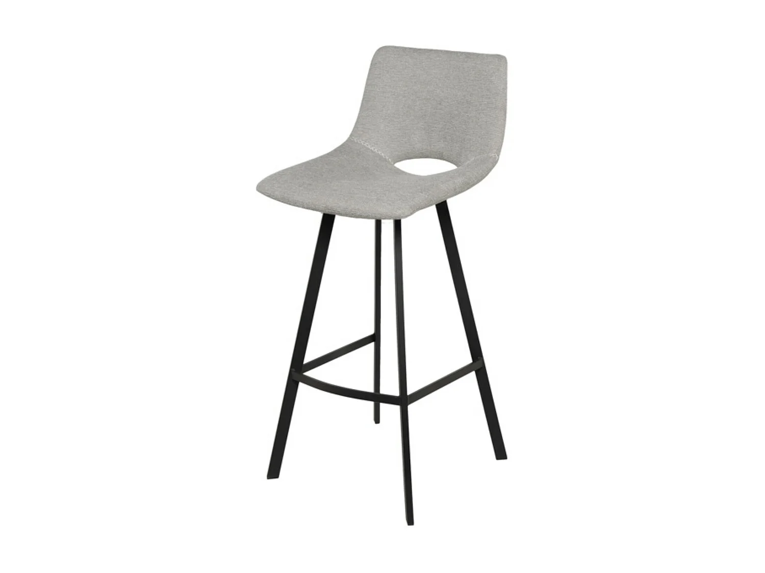 Tabouret moderne tissu avec pieds en métal noir Karane-Couleur Beige clair-Hauteur d'assise 66 cm