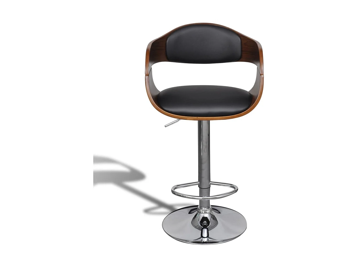 Tabourets de bar 2 pcs Noir Bois courbé et similicuir 2