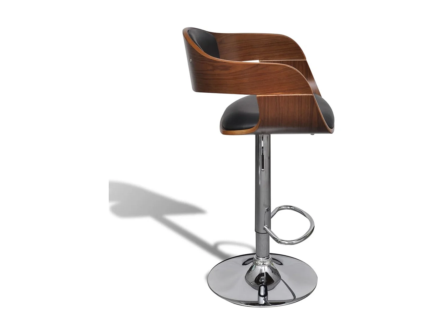 Tabourets de bar 2 pcs Noir Bois courbé et similicuir 2