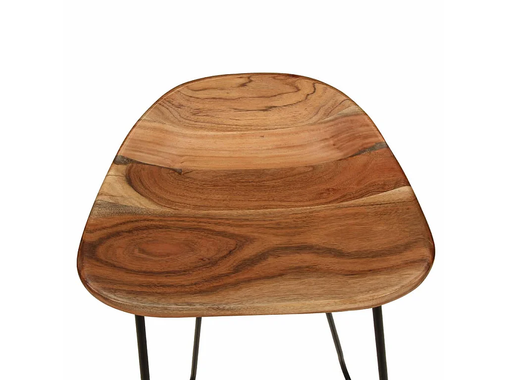 Tabouret bois d'acacia et acier noir Vagas - Lot de 2