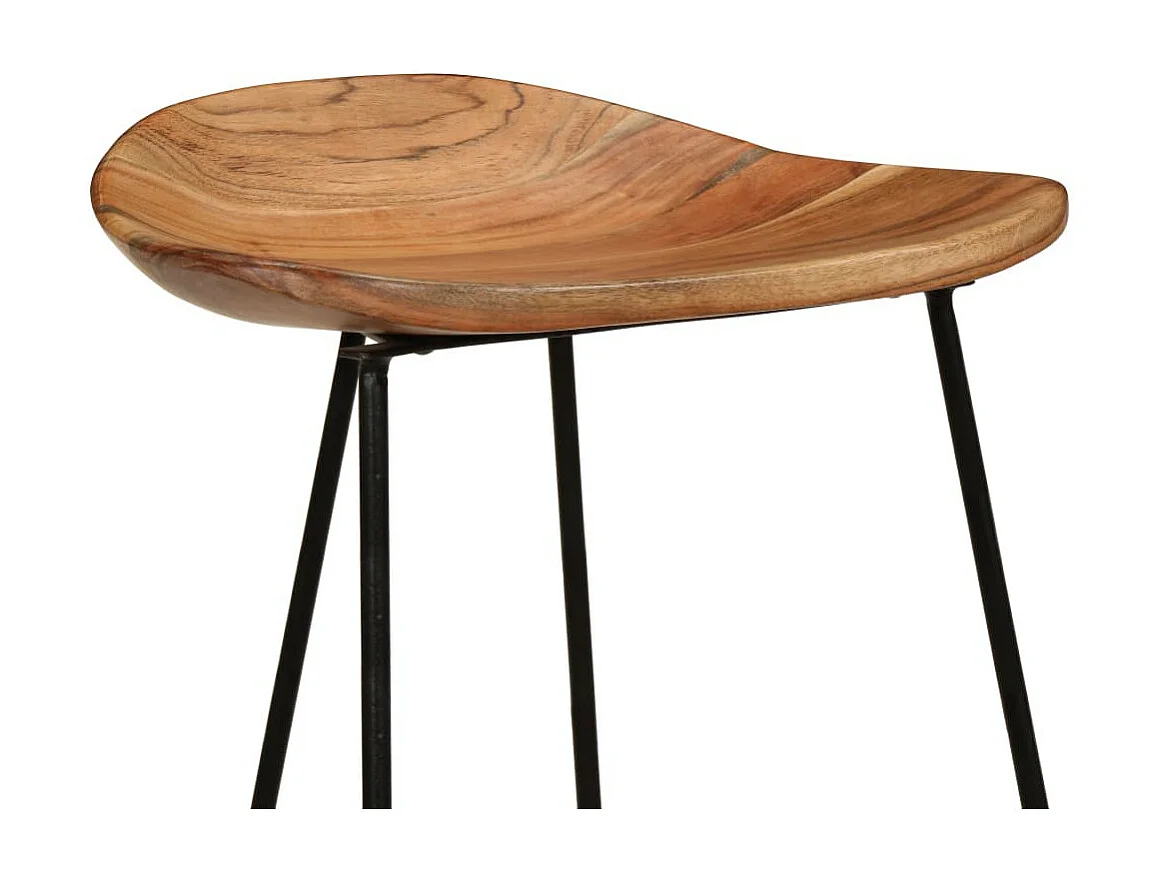 Tabouret bois d'acacia et acier noir Vagas - Lot de 2